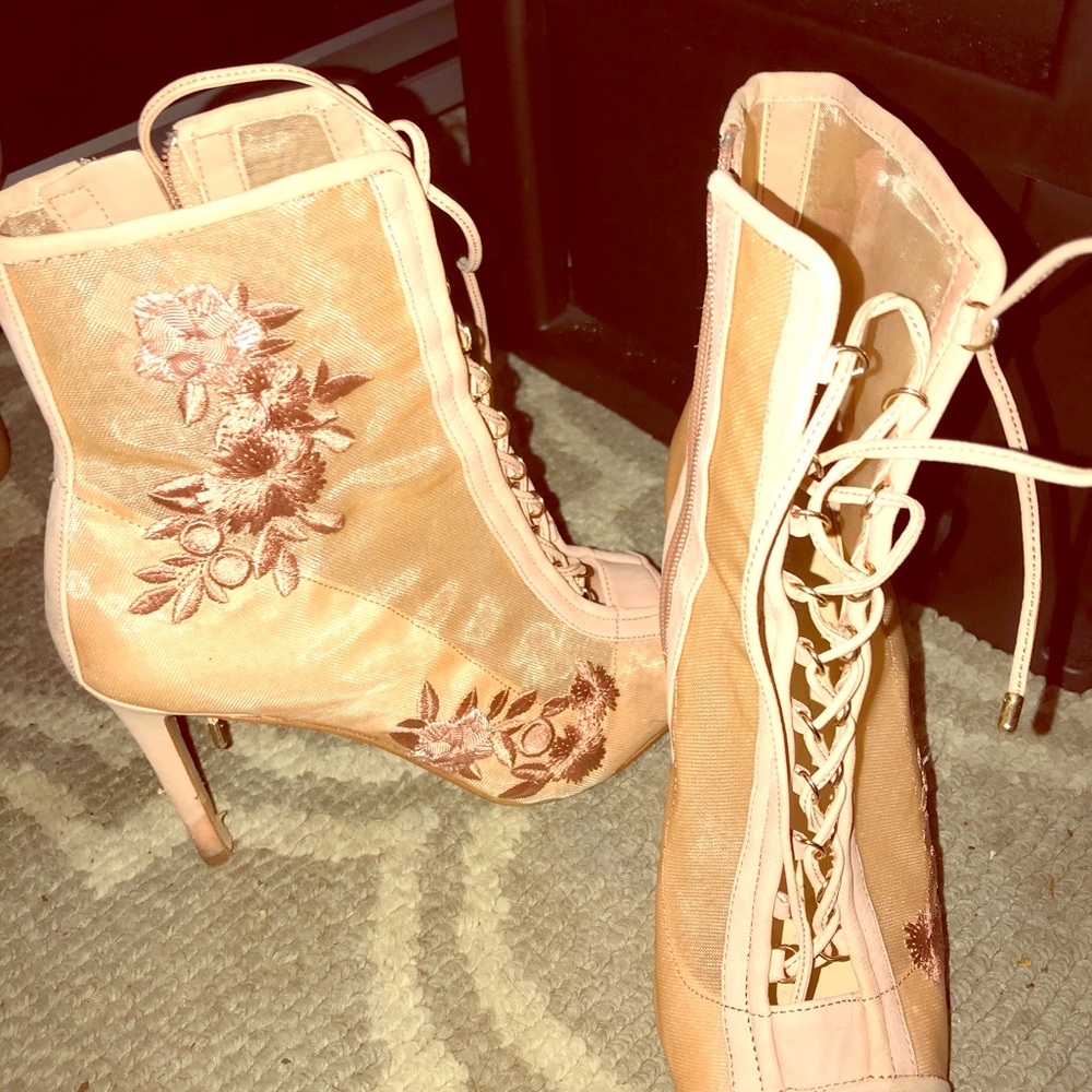 Gianni Bini ankle height, open toe heels.